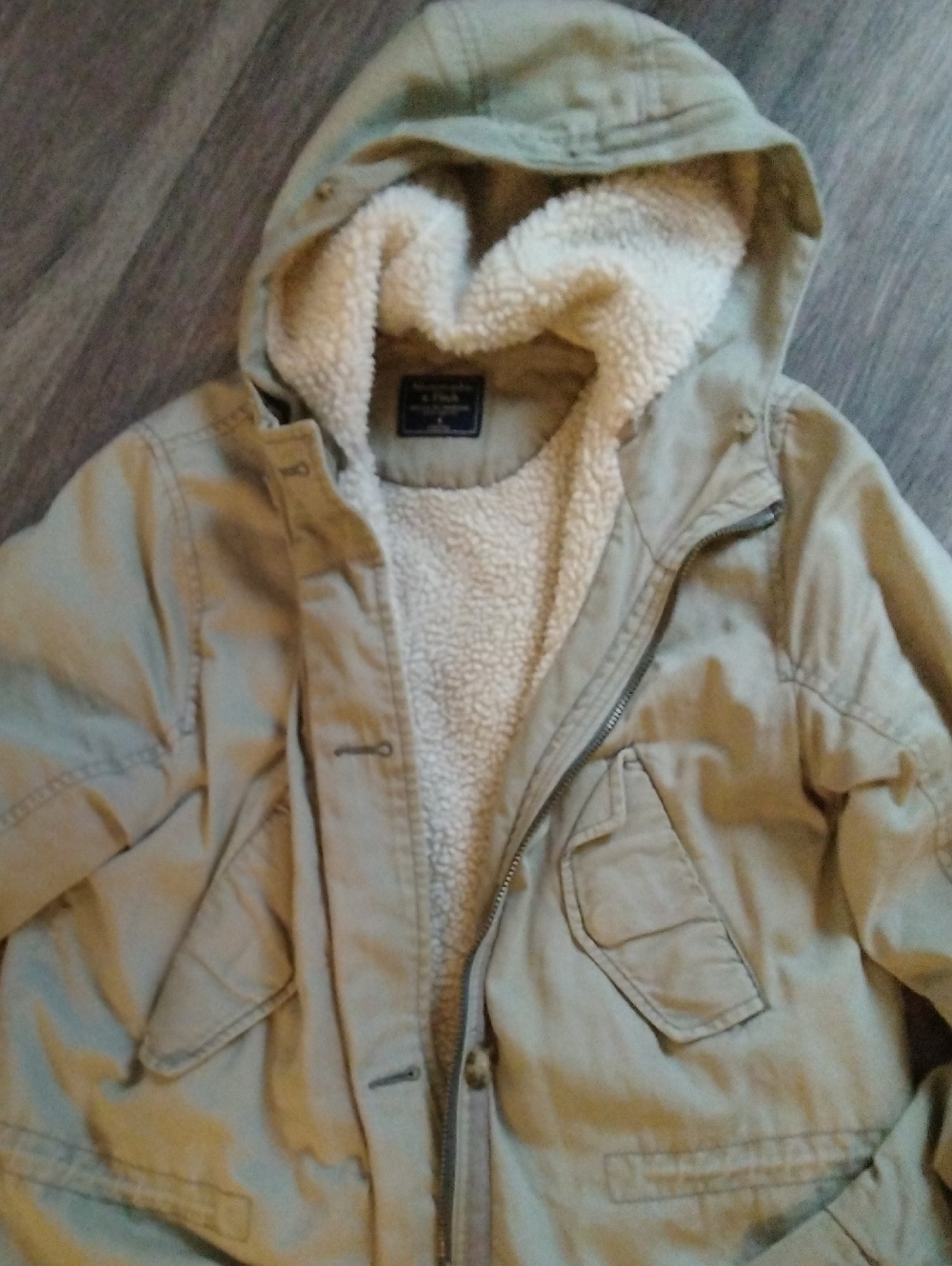 ABERCROMBIE & FITCH- Y2K Green Sherpa Lined Utility Jacket Size S - Picture 3 of 9